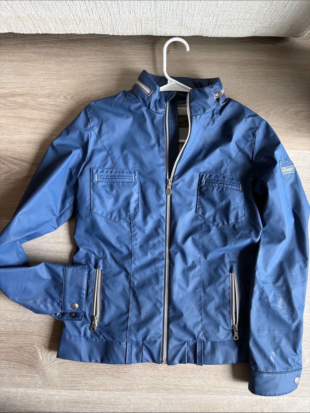 Women's Navy medium weight Rain Jacket with Collar
